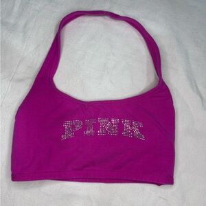 VS PINK Victoria’s Secret ALL-DAY COTTON HALTER SPORTS BRA bling size XS
